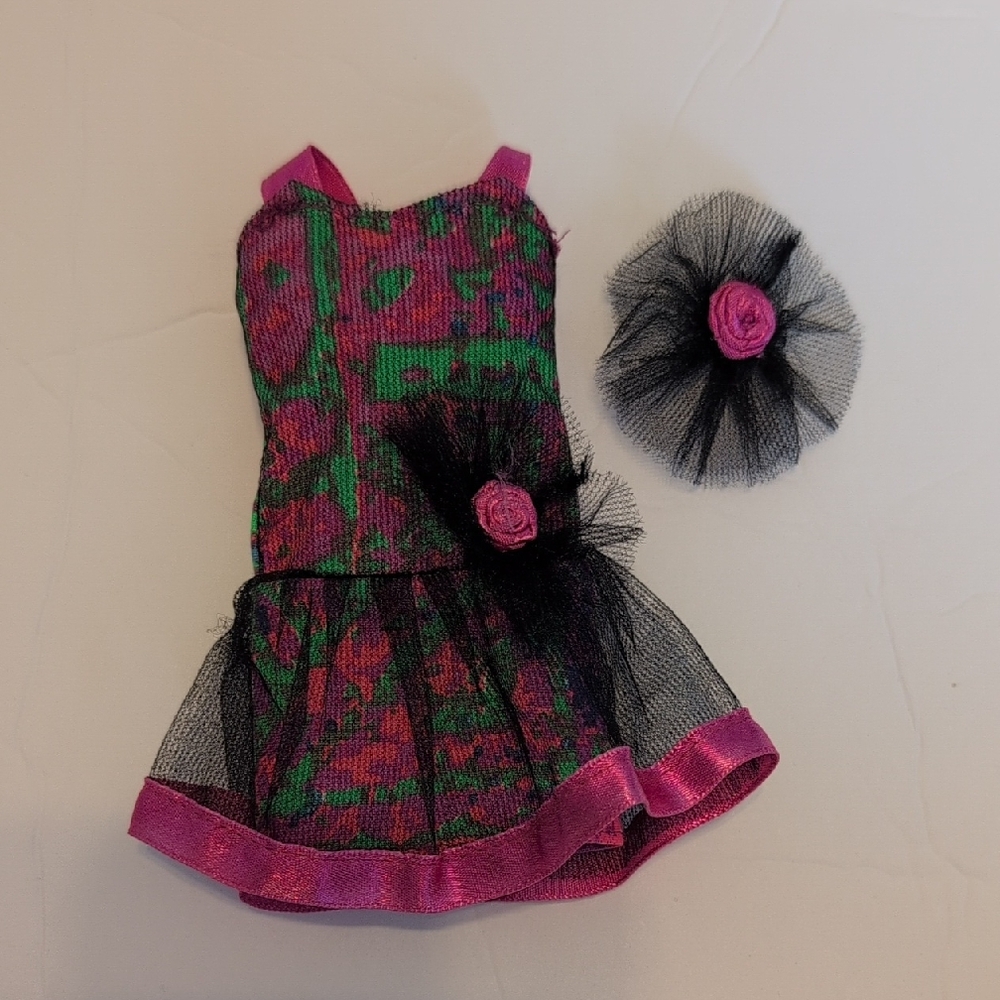 Barbie Pink and Green Party Costume Dress with Black Tulle Accent